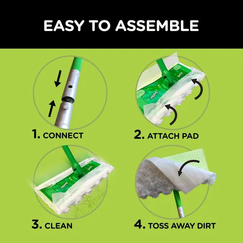Miniatura 2 de Swiffer Sweeper Kit de inicio de limpieza diaria: limpiador de pisos multisuperficie seco y húmedo 2 en 1, incluye 1 trapeador + 66 paños secos + 5
