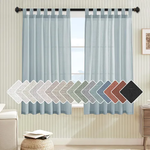 Miniatura 43 de H.VERSAILTEX Cortinas aireadas mezcladas de lino natural con pestaña superior para sala de estar, decoración del hogar, material suave y rico que