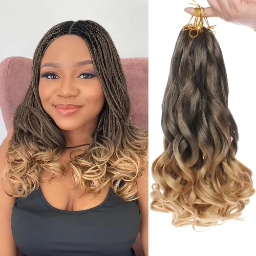 Miniatura 9 de COOKOO 9 paquetes de cabello rizado francés trenzado de 18 pulgadas, suave y flexible, cabello trenzado de alta calidad, rizos franceses, extensión