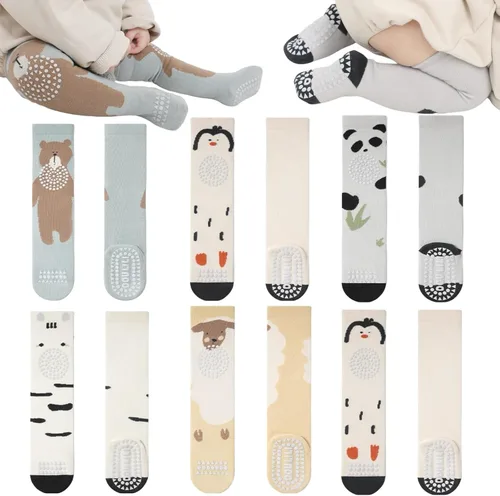 Miniatura 11 de Calcetines de rodilla antideslizantes para bebés y niños pequeños con agarre, calcetines antideslizantes para recién nacidos, para niños y niñas