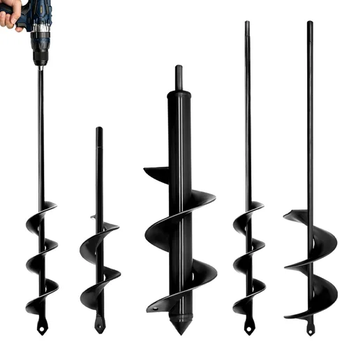 Juego de 4 brocas de taladro para jardín, broca de 1.6 x 9 pulgadas, 1.6 x 16 pulgadas, 2.7 x 16 pulgadas y 3 x 12 pulgadas, broca en espiral,