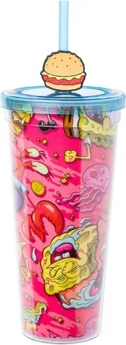Miniatura 41 de Silver Buffalo Sanrio Hello Kitty Bow Pink Polka Dots - Vaso frío de plástico con tapa y tapa con pajita, 24 onzas Lazo Hello Kitty y lunares rosados
