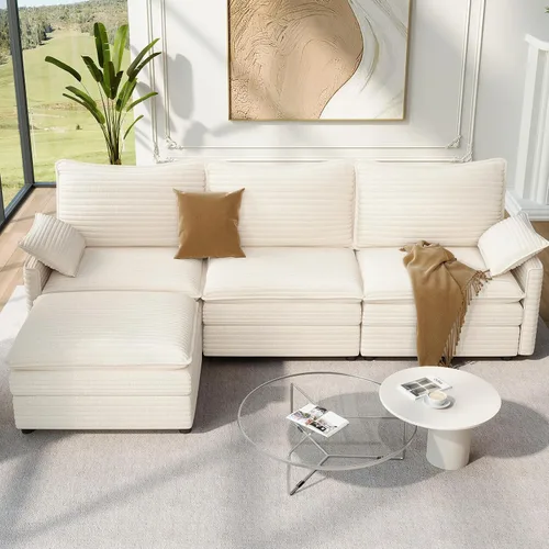 Miniatura 63 de Vesgantti Sofá modular de 108 pulgadas, cómodo sofá de nube con asiento profundo otomano movible, sofá modular en forma de L, sofás seccionales