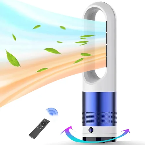 Combo de calentador y ventilador sin aspas, ventilador de calentador de 1400 W y ventilador frío de 40 W, ventilador oscilante de 80°, uso durante