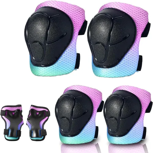 Miniatura 8 de Almohadillas de patineta para niños, coderas y muñequeras, equipo de protección, correas dobles fuertes y clips ajustables de fácil fijación