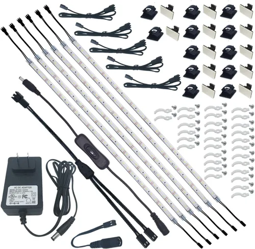 Litever Kit de iluminación para debajo del gabinete, 6 tiras LED flexibles de 20 pulgadas, 24 W, 1800 lúmenes, blanco cálido 2700 K. Adecuado para