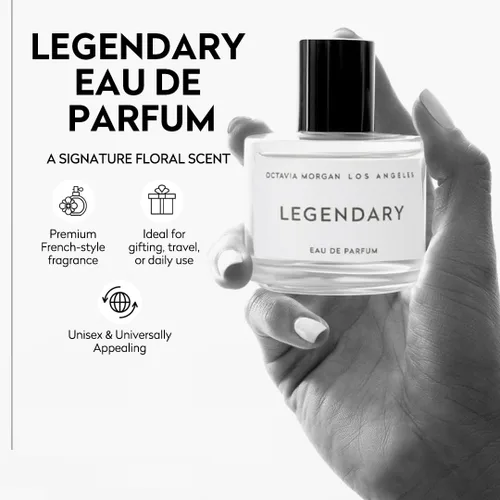Miniatura 2 de OCTAVIA MORGAN LEGENDARY Eau de Parfum – Fragancia Woody Spicy Clean con ámbar, cardamomo y papiro Aroma característico que incluye género