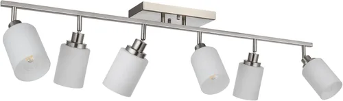 Miniatura 10 de TODOLUZ Luminarias de Riel de 2 Luces Aplique de Pared, Foco de Níquel Cepillado para Cocina Sala de Estar Comedor Pasillo, Base de Bombilla E26