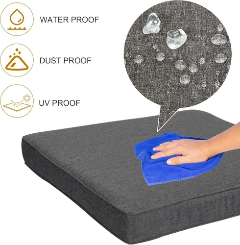 Miniatura 6 de 7 fundas de repuesto para sofá de mimbre para patio al aire libre, lavables, fundas de repuesto para asiento y respaldo, gris oscuro
