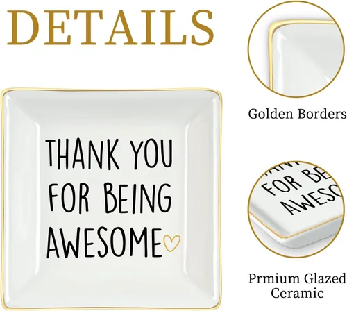 Miniatura 5 de Homlouue Regalos de agradecimiento para mujeres, plato de anillo de agradecimiento inspirador para empleados, compañeros de trabajo, amigos