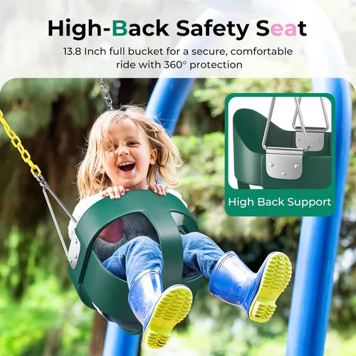 Miniatura 2 de DECORLIFE Columpio para niños pequeños, columpio para bebés al aire libre – Juego de columpio de cubo completo de respaldo alto, capacidad de 330