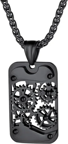 Richsteel - Placa de identificación estilo Hip Hop militar para collar, fibra de carbón, colgante de bibliabala, para mujeres y hombres joya de