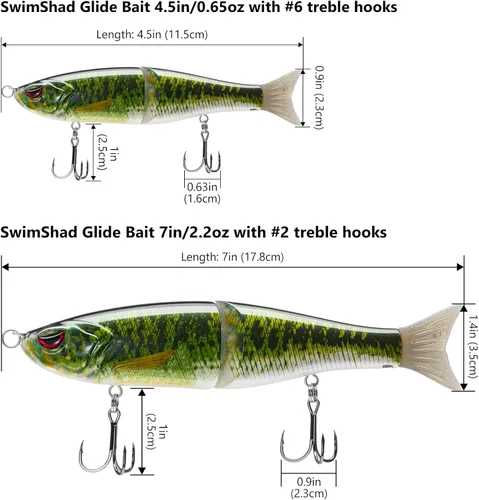 Miniatura 2 de Señuelos Bassdash SwimShad Glide articulados Swimbait Lubina Cachorro Salmón Trucha Almizclado Señuelo de Pesca Bajo Largemouth