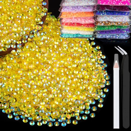 Miniatura 49 de 5000 piezas de diamantes de imitación de resina de 0.118 pulgadas a granel, color verde oscuro AB con parte trasera plana, diamantes de imitación