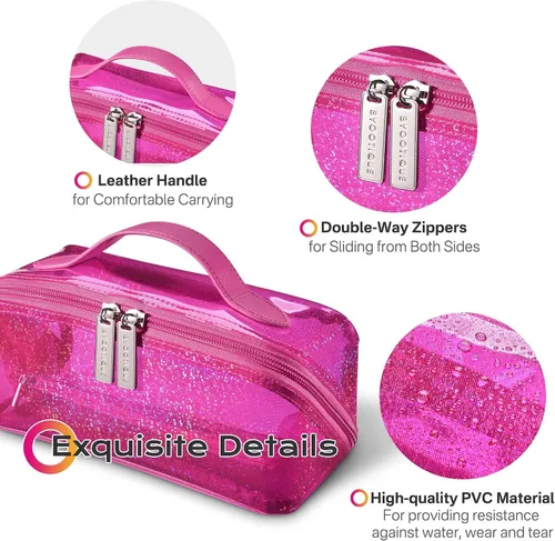 Miniatura 3 de BYOOTIQUE AW 420D - Neceser de viaje de nailon transparente, portátil, ligero, transparente, organizador de almacenamiento de cosméticos, piscina