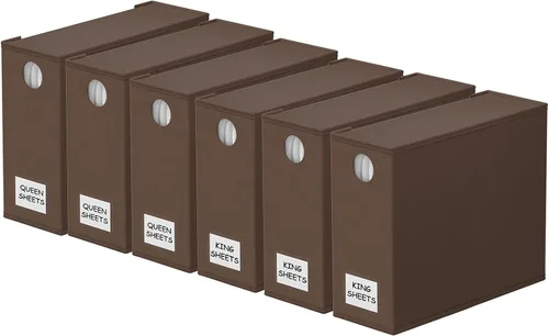 Miniatura 16 de SpaceAid Paquete de 6 organizadores y almacenamiento de sábanas, organizador de sábanas plegable con ventana para armario de lino, juego de carpetas