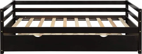 Miniatura 5 de P PURLOVE Sofá cama de tamaño individual con marco de cama nido, sofá cama de madera para sala de estar, habitación de invitados, dormitorio