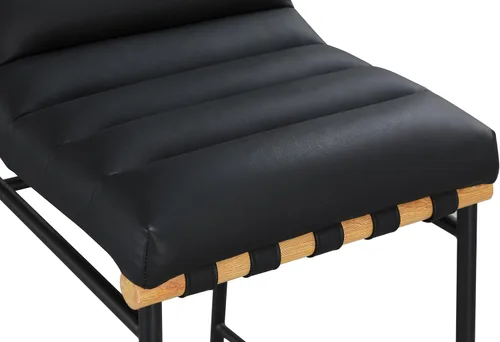 Miniatura 6 de Meridian Furniture 846Black-C Burke Collection Modern Taburete de bar contemporáneo con cuero vegano negro suave, marco de metal negro mate