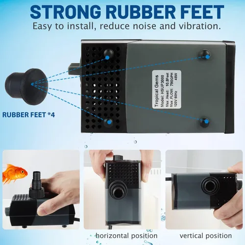 Miniatura 8 de WaterRebirth (HSUP3000F) Bomba de agua sumergible con chorros de fuente - Bomba de estanque - Bomba sumergible - Bomba de agua de fuente - Bomba