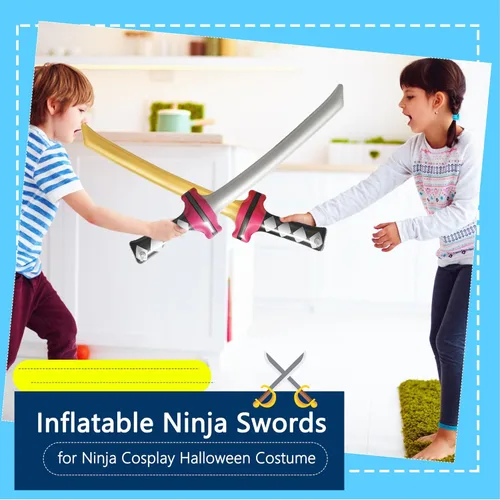 Miniatura 7 de Paquete de 24 espadas inflables ninja inflables, espadas Samurái, Katana inflable, para niñas y niños, temática de cumpleaños, recuerdos de fiesta