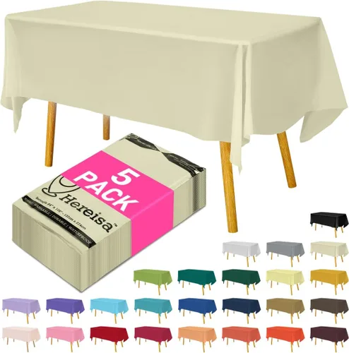 Miniatura 41 de Paquete de 3 manteles de plástico desechables de 54 x 108 pulgadas, manteles de color blanco hueso, manteles de fiesta nupcial para fiestas