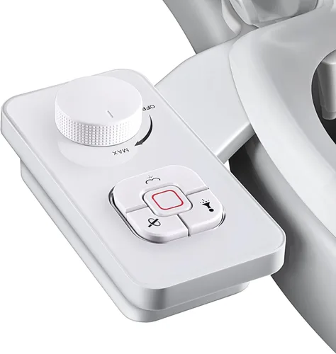 SAMODRA Accesorio de bidé, accesorio para asiento de inodoro de agua fría no eléctrico con controles de presión, boquillas dobles retráctiles Blanco