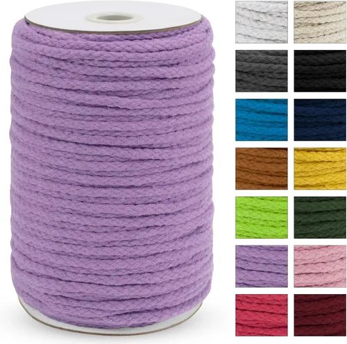 Miniatura 29 de JeogYong - Cuerda de macramé trenzada 5mm x 90m, cuerda de algodón trenzada de 8 hebras natural, cuerda de cordón de dibujo colorida para colgar