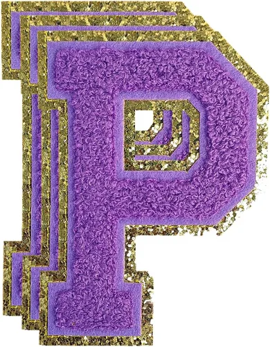 Miniatura 134 de 3 parches de números de chenilla negra, tamaño grande de 4-1/2" parches de números para planchar, parches universitarios para ropa, 8" Borde oro rosa