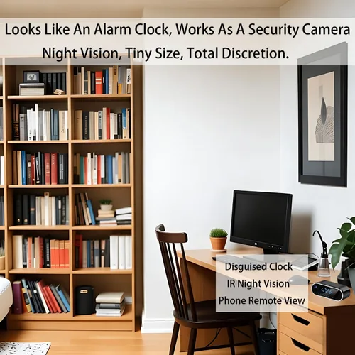 Miniatura 6 de Reloj inalámbrico con cámara oculta, cámara de niñera HD de 1080P con visión nocturna automática para monitoreo del hogar, detección de movimiento