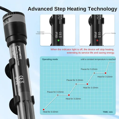 Miniatura 4 de SainSmart XpertMatic - Calentador de acuario sumergible, calentador de pecera de 100 W, termostato ajustable con ventosa, para agua salada marina