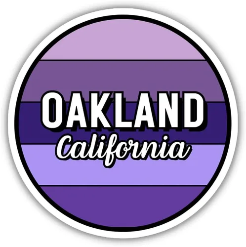 Oakland California Travel Sticker, 2.5" Multiple Colors, Laptop Water Bottle Planner Journal, Collectible Places I've Been, Luggage Decal (Lavender)