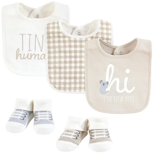Miniatura 24 de Hudson Baby Conjunto de babero y calcetines unisex de algodón para bebé, Tamaño único Chica Calabaza