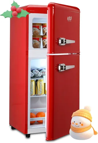 Miniatura 12 de KRIB BLING Refrigerador de 3.5 pies cúbicos con congelador, refrigerador de 2 puertas con control de termostato ajustable, refrigerador para cocina