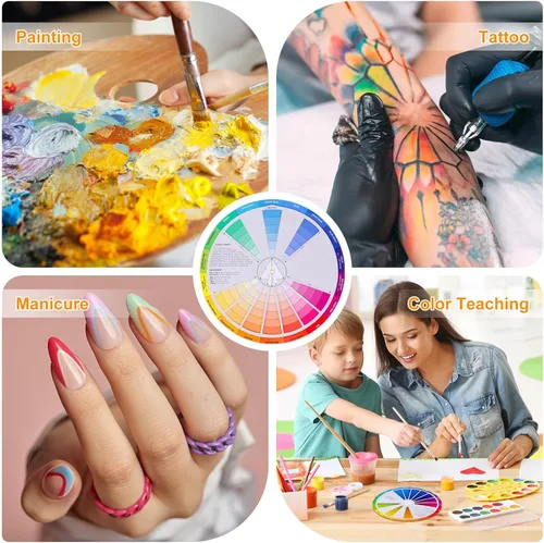 Miniatura 6 de Rueda de color, rueda de colores creativos, guía de aprendizaje de mezcla de pintura, herramienta de enseñanza de clase de arte para maquillaje