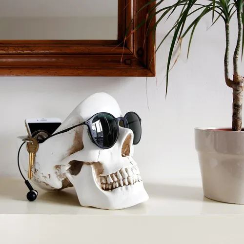 Miniatura 2 de Suck UK Organizador de joyas de calavera y cuenco para llaves plato gótico o organizador de escritorio soporte de pulsera de cerámica y soporte