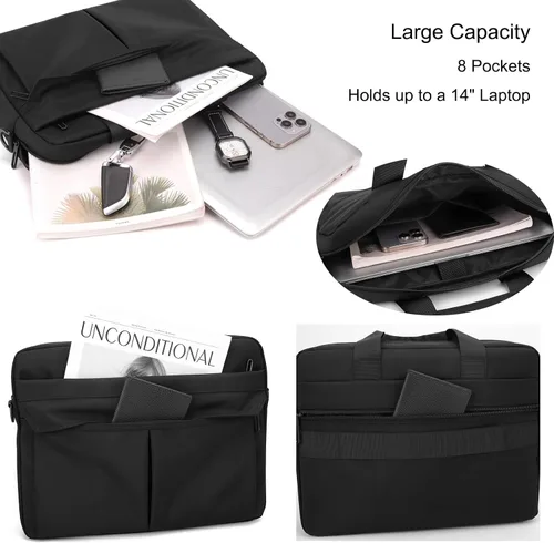 Miniatura 3 de natyrlpog Bolsa para laptop de 14 pulgadas para hombres y mujeres, impermeable, de nailon, ligera, compacta, bolso de mensajero para negocios