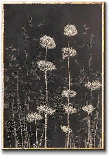 Lienzo de diente de león en blanco y negro, diseño vintage de diente de león, póster de plantas en blanco y negro, pintura de lienzo de flores de
