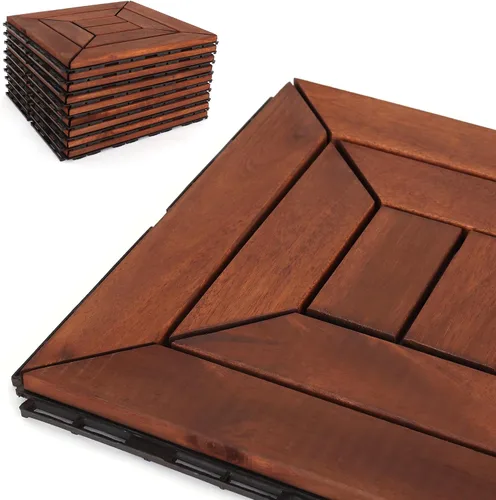 Miniatura 9 de Baldosas de madera de acacia para exteriores, baldosas de patio que se entrelazan. Moderno Gris Recto
