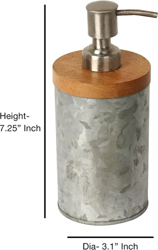 Miniatura 7 de nu steel Juego de 7 accesorios de baño de acero galvanizado y madera: incluye tarro de Q-tip, jabonera, soporte para cepillos de dientes, vaso