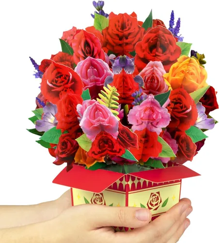 Miniatura 12 de Tarjeta de ramo de flores de clavel emergente, tarjetas de felicitación 3D, tarjeta de felicitación para Navidad, felicitaciones, incluye sobre
