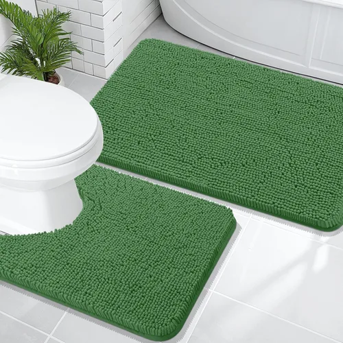 Miniatura 174 de OLANLY Juego de alfombras de baño de 2 piezas, alfombras de baño de chenilla suave y absorbente y alfombra de contorno en forma de U para inodoro