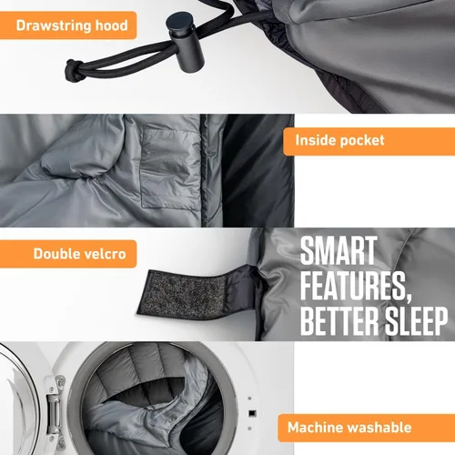 Miniatura 5 de VENTURE 4TH Saco de dormir para mochileros – XXL, tamaños dobles e individuales – Saco de dormir ligero para clima cálido y frío para adultos, niños