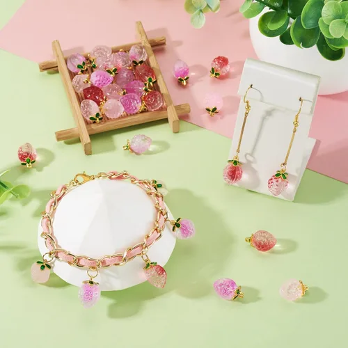 Miniatura 3 de Craftdady Colgantes colgantes de frutas, lindos colgantes de resina para alimentos, colgantes de manzana, naranja, piña, fresa, encantadores dijes