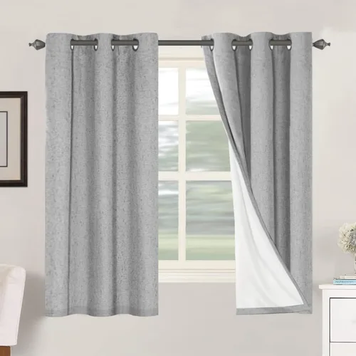 Miniatura 87 de H.VERSAILTEX Cortinas opacas de lino de 72 pulgadas de largo, 100% absolutamente opacas, con aislamiento térmico, con textura de lino, cortinas