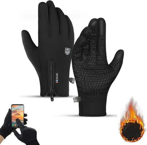 Guantes de invierno cálidos para pantalla táctil, para hombres y mujeres, unisex, térmicos, cálidos, resistentes al viento, impermeables, para