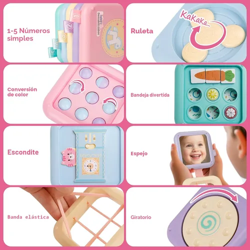 Miniatura 5 de GRESEESM Juguetes Montessori para niñas de 1 año, regalos, tablero de actividades para niños pequeños, juguetes sensoriales de aprendizaje y viaje