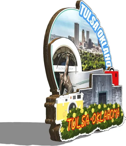 Miniatura 2 de Tulsa Oklahoma USA - Imán de madera para nevera, monumentos 3D, recuerdos coleccionables, decoración hecha a mano, 2