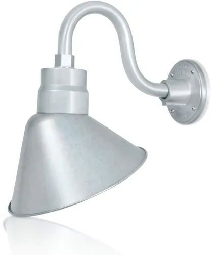 Miniatura 32 de Lámpara de señal de cuello de cisne con pantalla angular negra satinada de 10 pulgadas con brazo de extensión largo de 22 pulgadas, aplique de pared