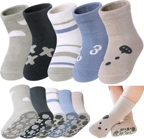 Miniatura 9 de LANLEO Calcetines para bebé y niños pequeños con agarre, calcetines antideslizantes para bebés, niñas y niños, con pinzas, de 6 meses a 5 años