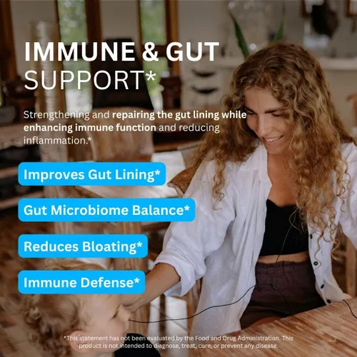 Miniatura 4 de Polvo de péptidos de calostro y colágeno con biotina, ácido hialurónico y vitamina C Salud intestinal e hinchazón, apoyo inmunológico, suplemento